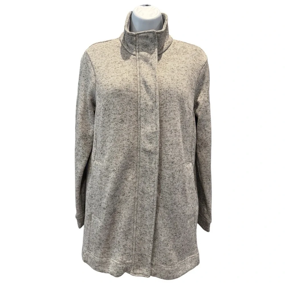 Lands' End Gray Herringbone Fleece‎ Jacket – Women's Small